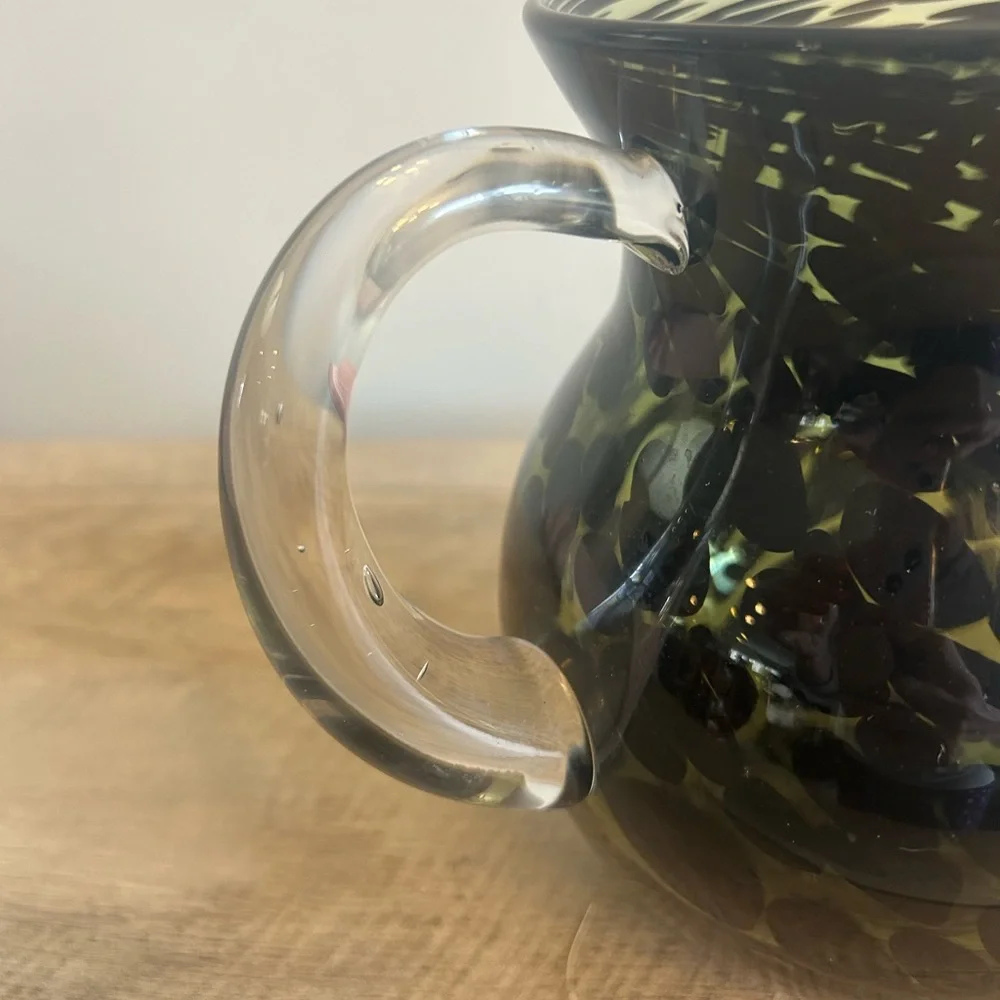 Mid Mod Green Black Speckled Glass Cocktail Pitcher Pier 1‎ 32 OZ Water Pitcher
